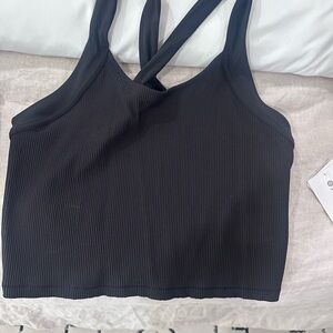 Black Ribbed Tank Top Athleta work out
